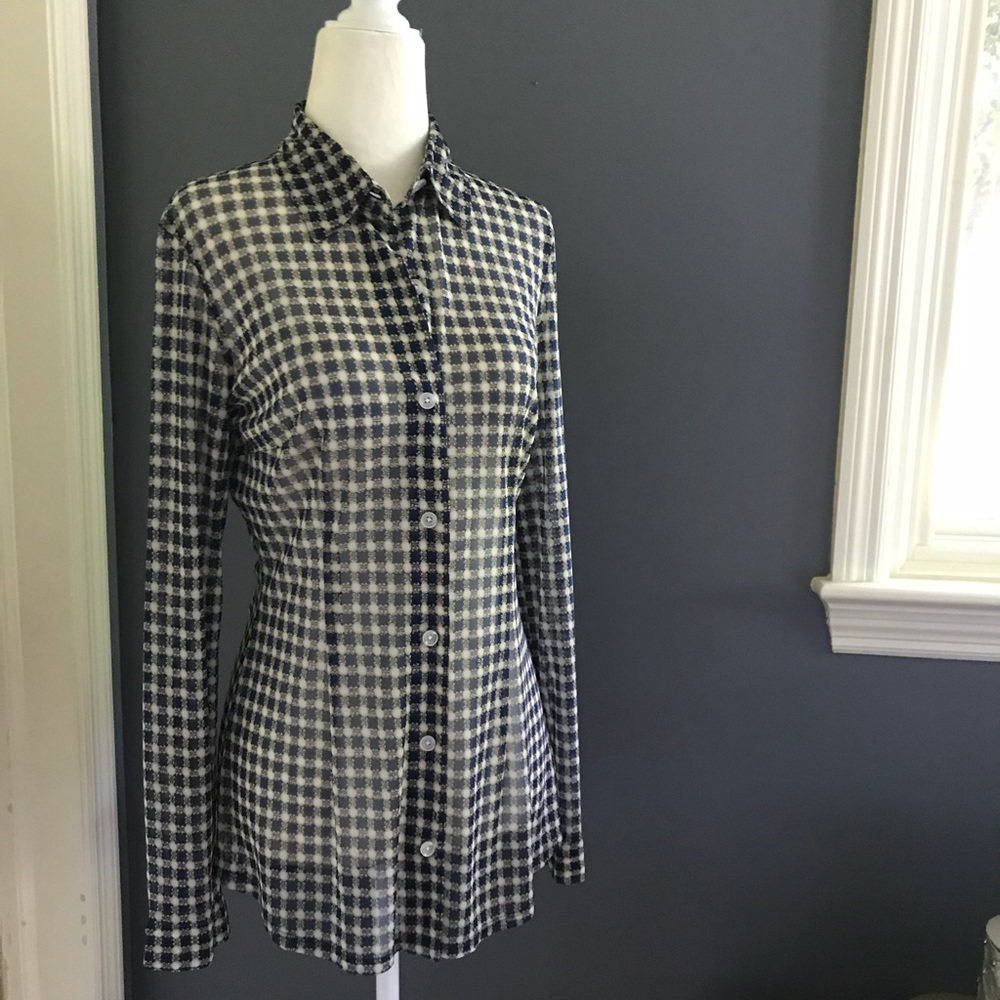Cabi Plaid Sheer Blouse